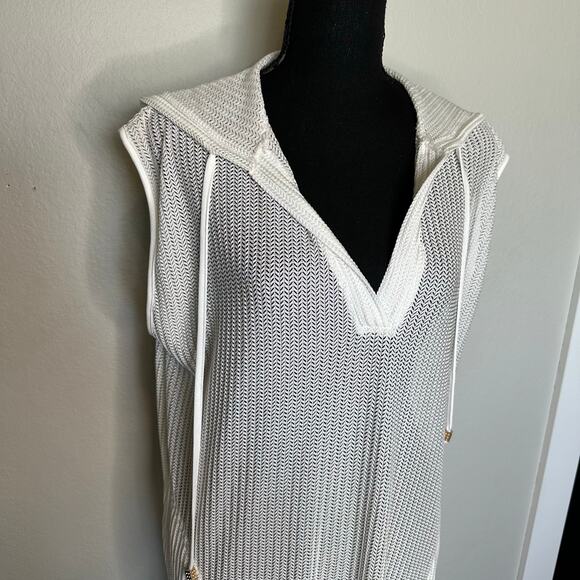 NWT Blue Island Beach Herringbone Laser-Cut Maxi Cover-Up Hoodie – Size L - Picture 2 of 10